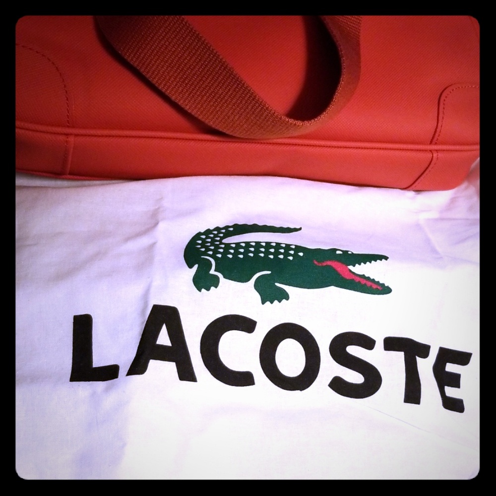 LARGE HOT PINK LACOSTE W/ 4 ADDTNL COMPARTMENTS